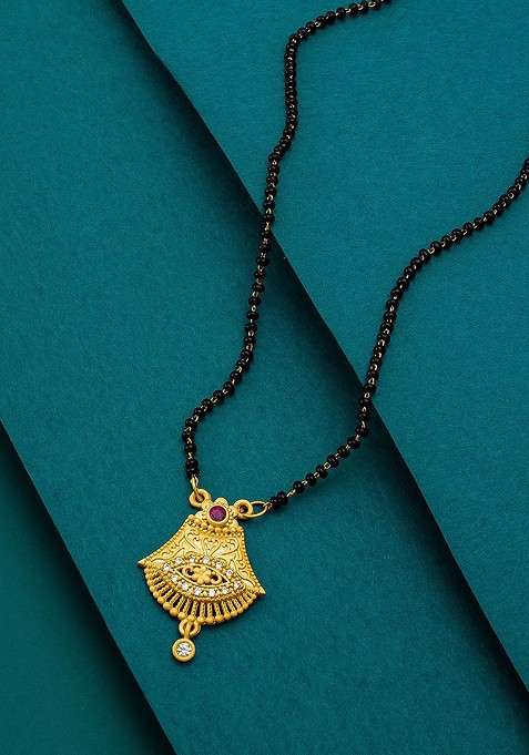 Gold Plated Black Beaded Mangalsutra