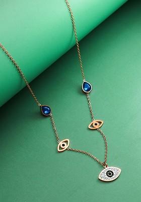 Rose Gold Plated Cz Studded Pendant With Chain