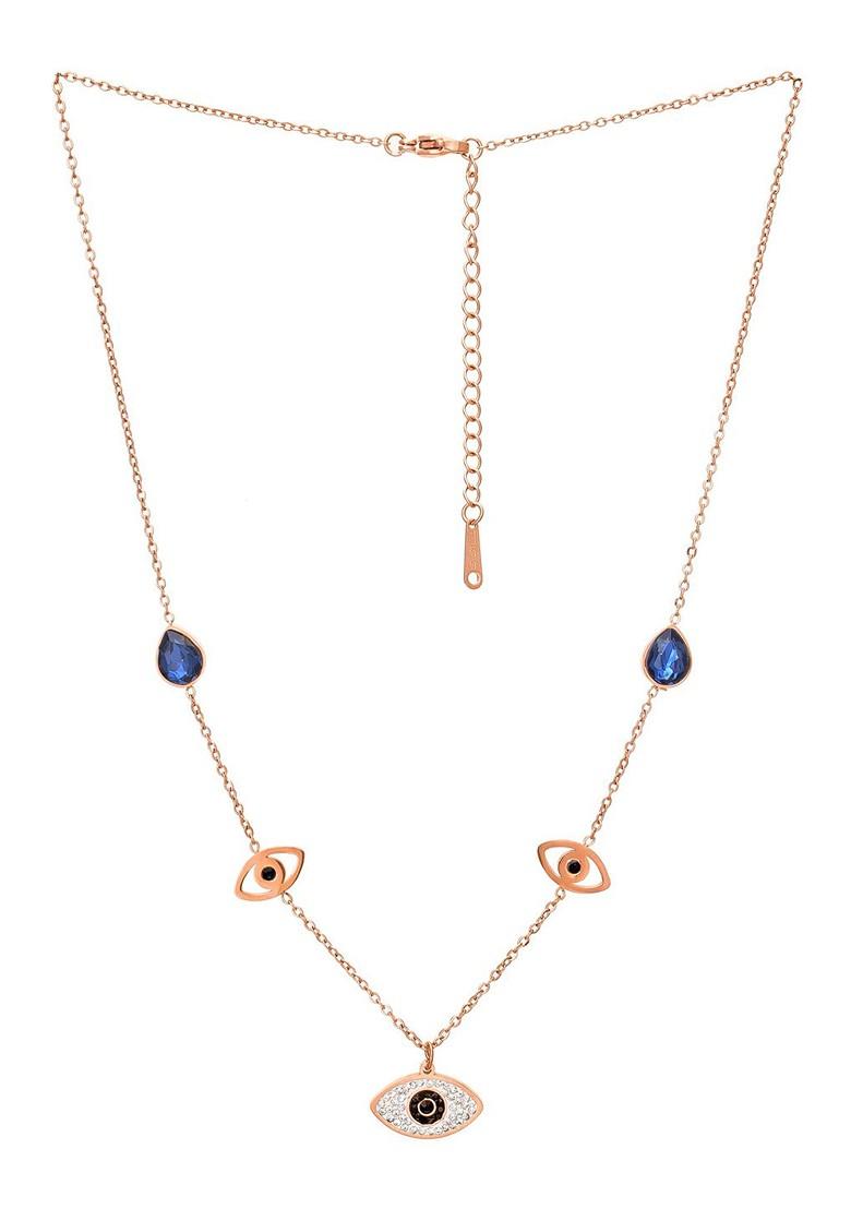 Rose Gold Plated Cz Studded Pendant With Chain