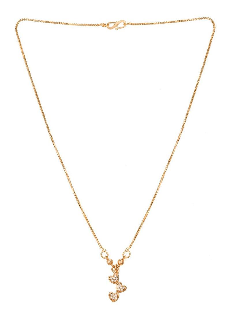 Gold Plated White Stone Studded And Beaded Mangalsutra