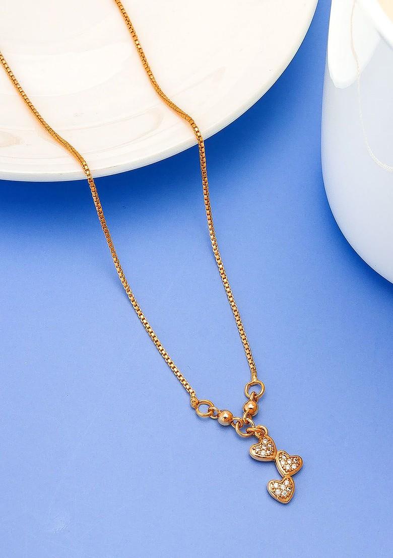 Gold Plated White Stone Studded And Beaded Mangalsutra