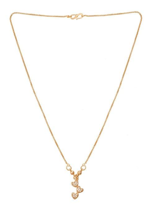 Gold Plated White Stone Studded And Beaded Mangalsutra