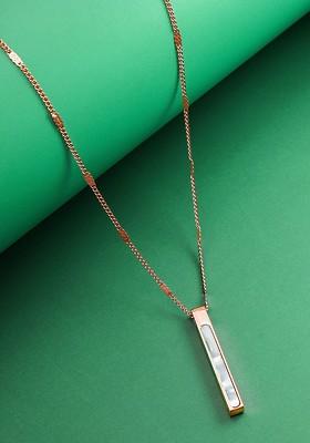 Rose Gold Plated Cz Studded Pendant With Link Chain