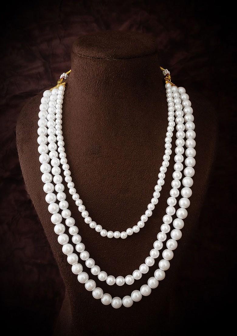 Gold Plated Artificial Beads Beaded Layered Necklace