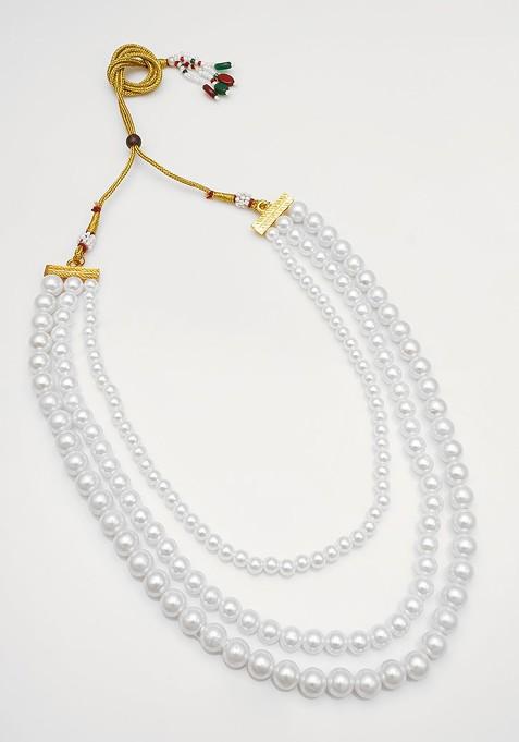 Gold Plated Artificial Beads Beaded Layered Necklace