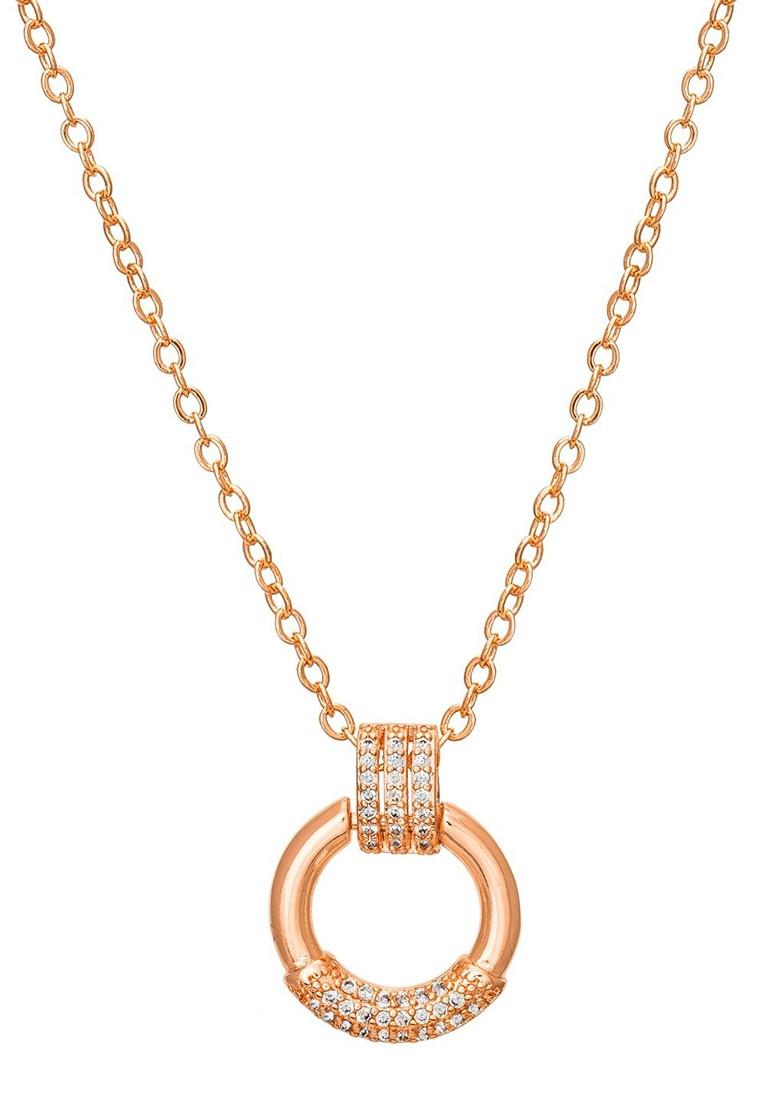 Rose Gold Plated Cz Stone Studded Pendant With Chain