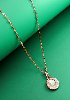 Rose Gold Plated Cz Studded Pendant With Chain