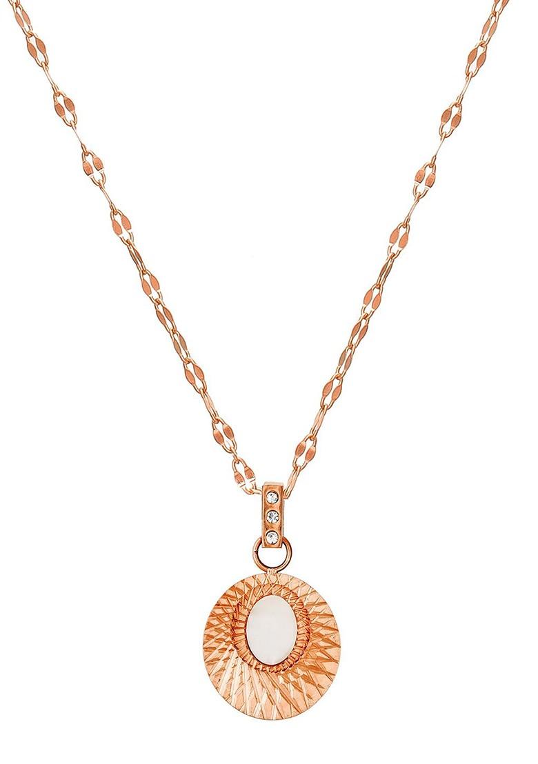Rose Gold Plated Cz Studded Pendant With Chain