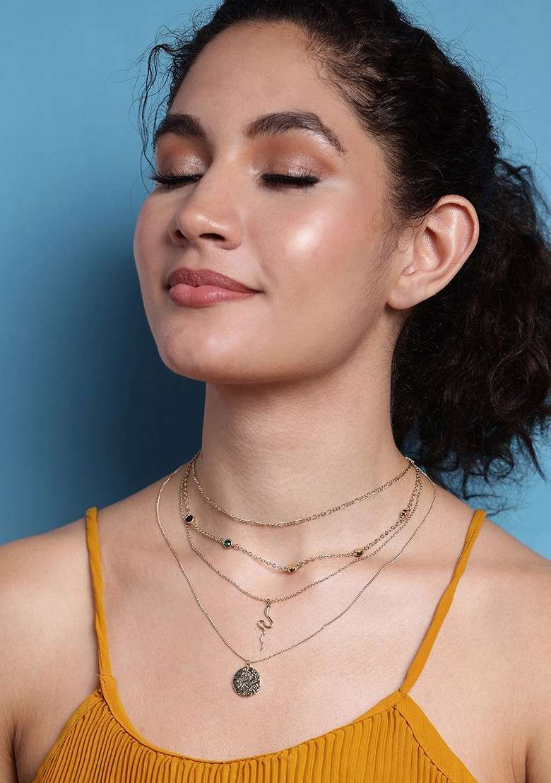 Gold Toned Brass Gold Plated Handcrafted Necklace - Indya