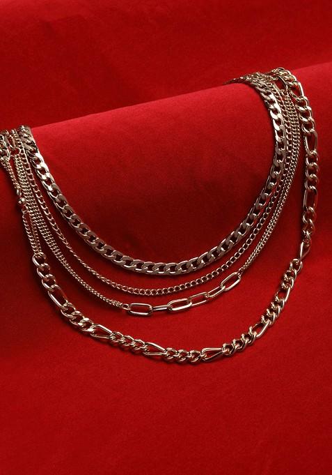 Gold Toned And Plated Layered Handcrafted Necklace