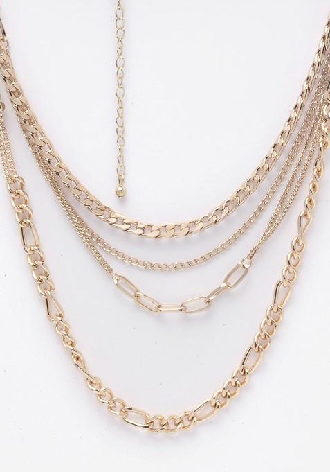 Gold Toned And Plated Layered Handcrafted Necklace