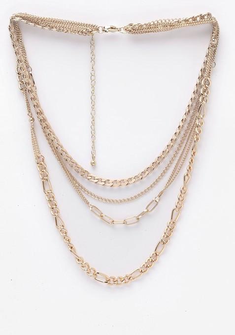 Gold Toned And Plated Layered Handcrafted Necklace