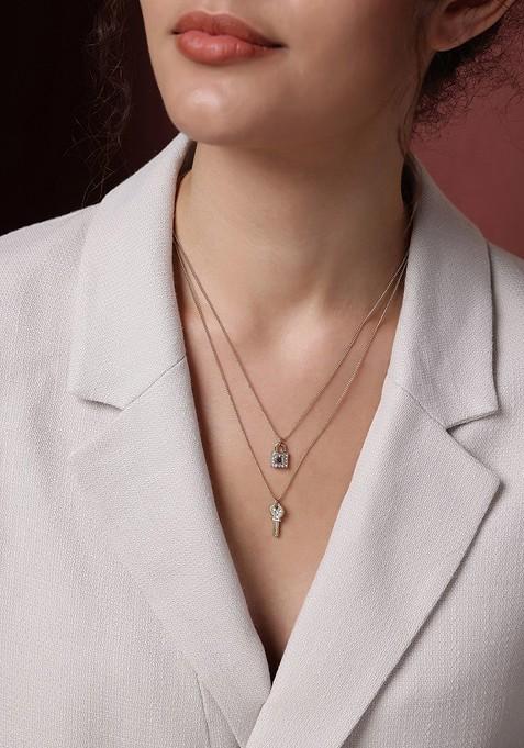 Gold Toned And White Gold Plated Layered Necklace