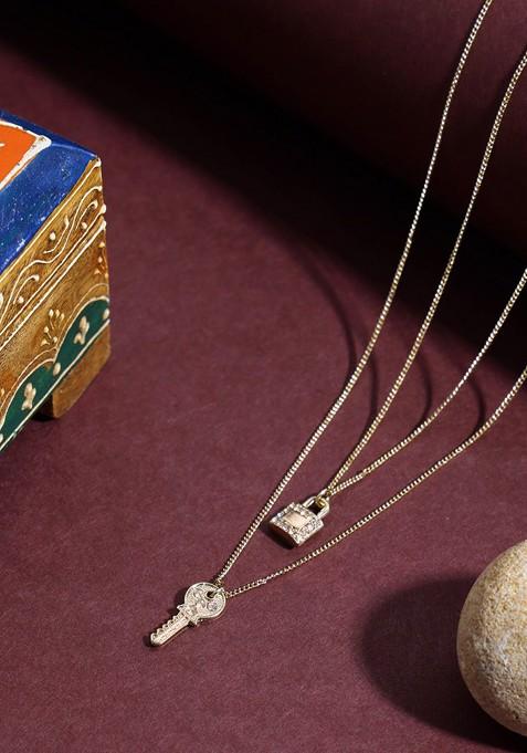 Gold Toned And White Gold Plated Layered Necklace