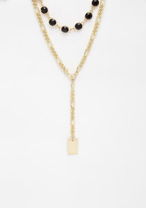 Gold Toned And Black Gold Plated Layered Necklace