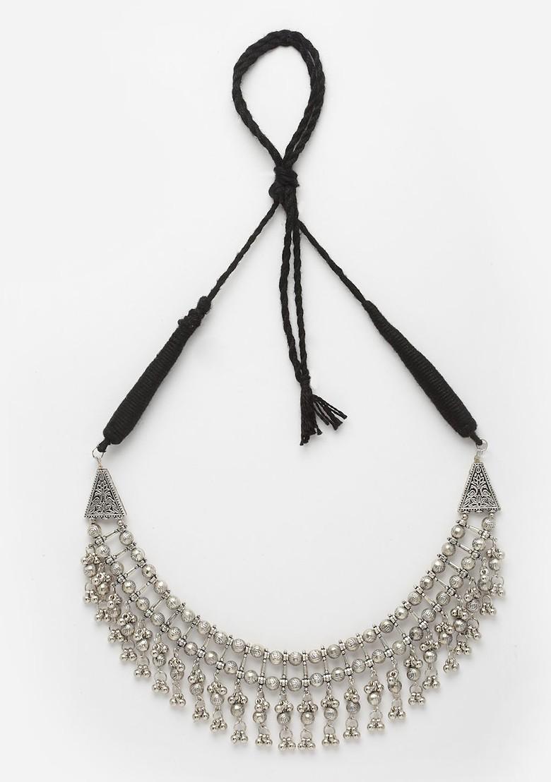 Silver Silver Toned German Silver Oxidised Necklace