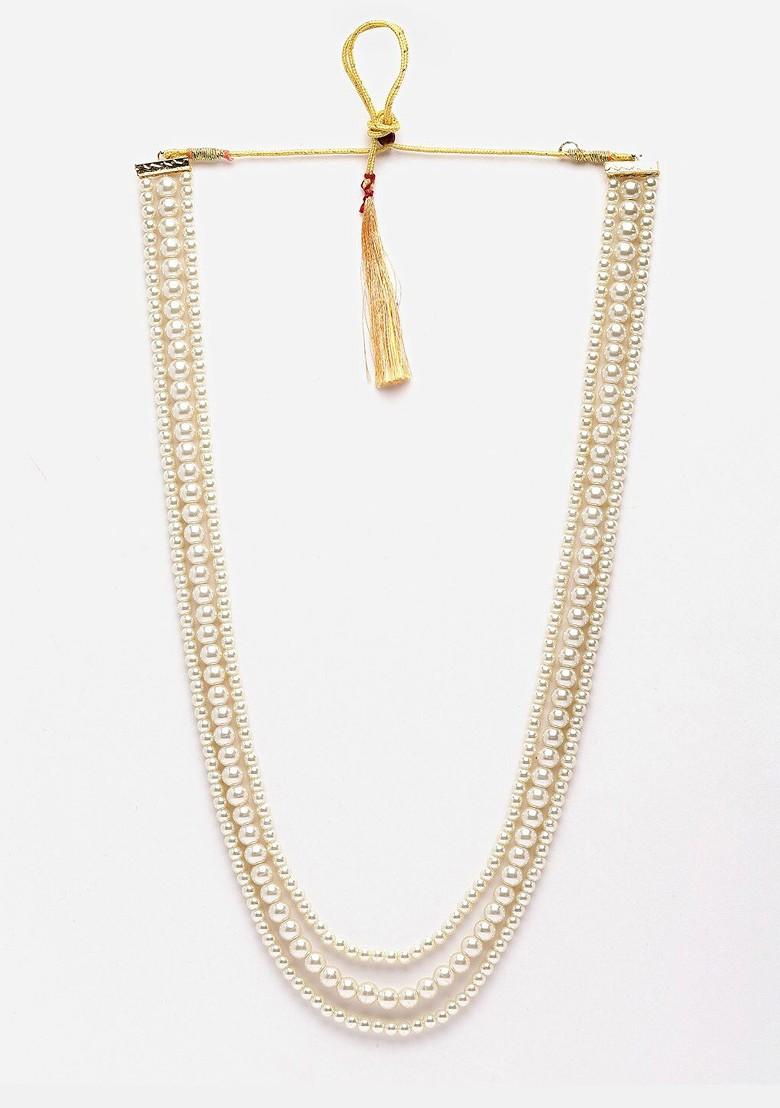 White Beaded Layered Necklace