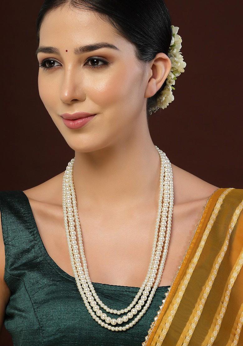 White Beaded Layered Necklace