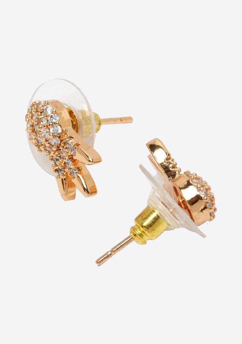 Gold Plated Ad Stone Studded Beaded Mangalsutra With Earrings