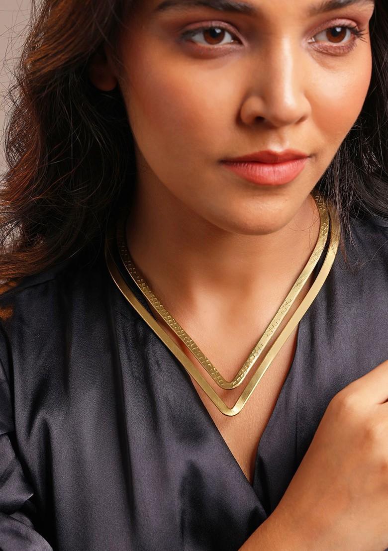 Gold Plated V Shaped Necklace