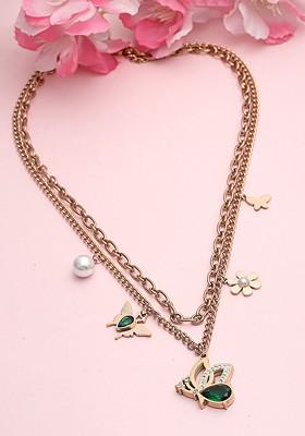 18Kt Gold Plated Stone Studded Tarnish Free Waterproof Necklace