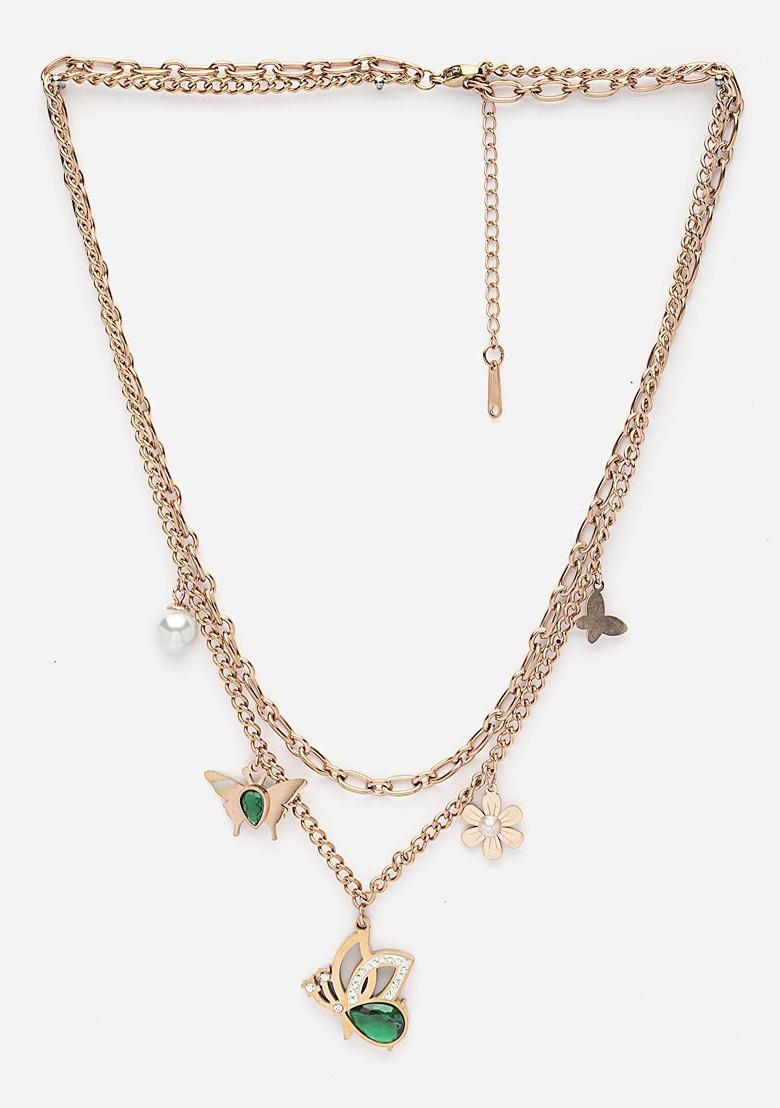 18Kt Gold Plated Stone Studded Tarnish Free Waterproof Necklace