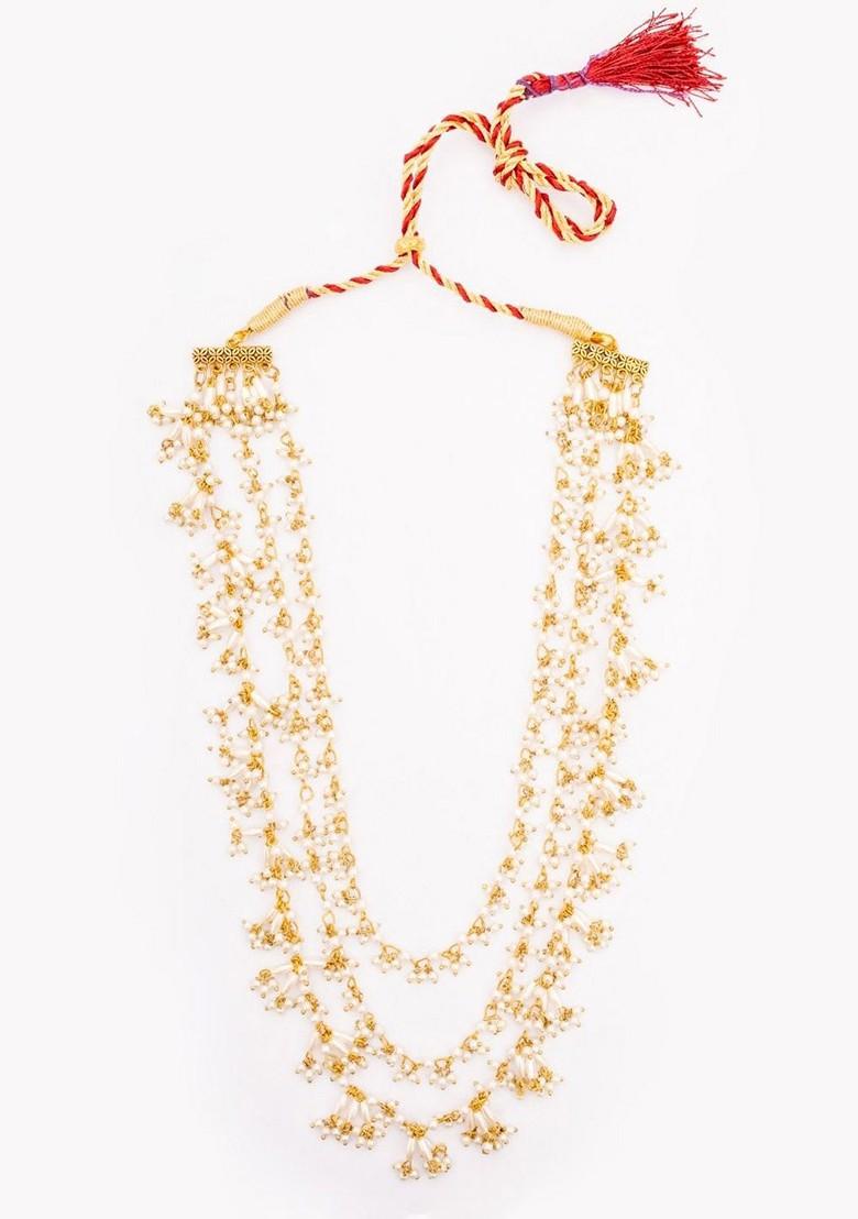 Gold Plated Artificial Stones Beaded Statement Necklace
