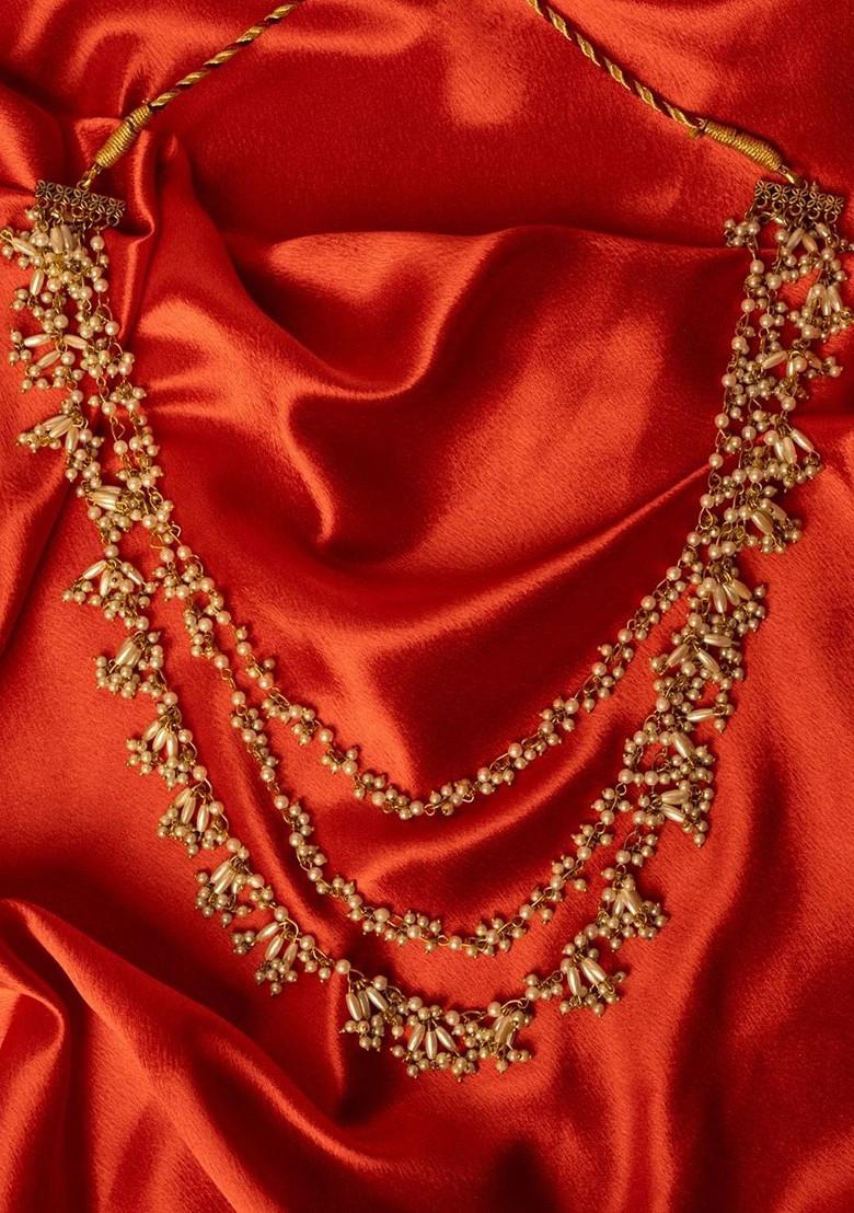 Gold Plated Artificial Stones Beaded Statement Necklace