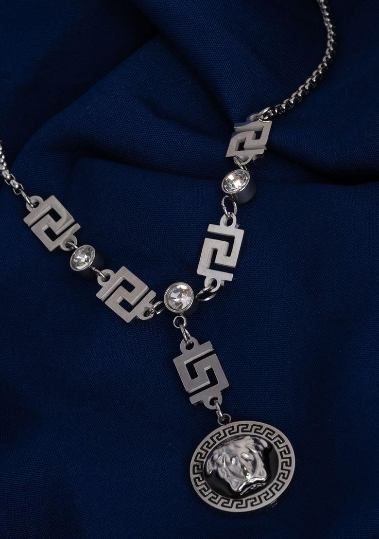 Silver Silver Plated Cubic Zirconia Studded Minimal Necklace