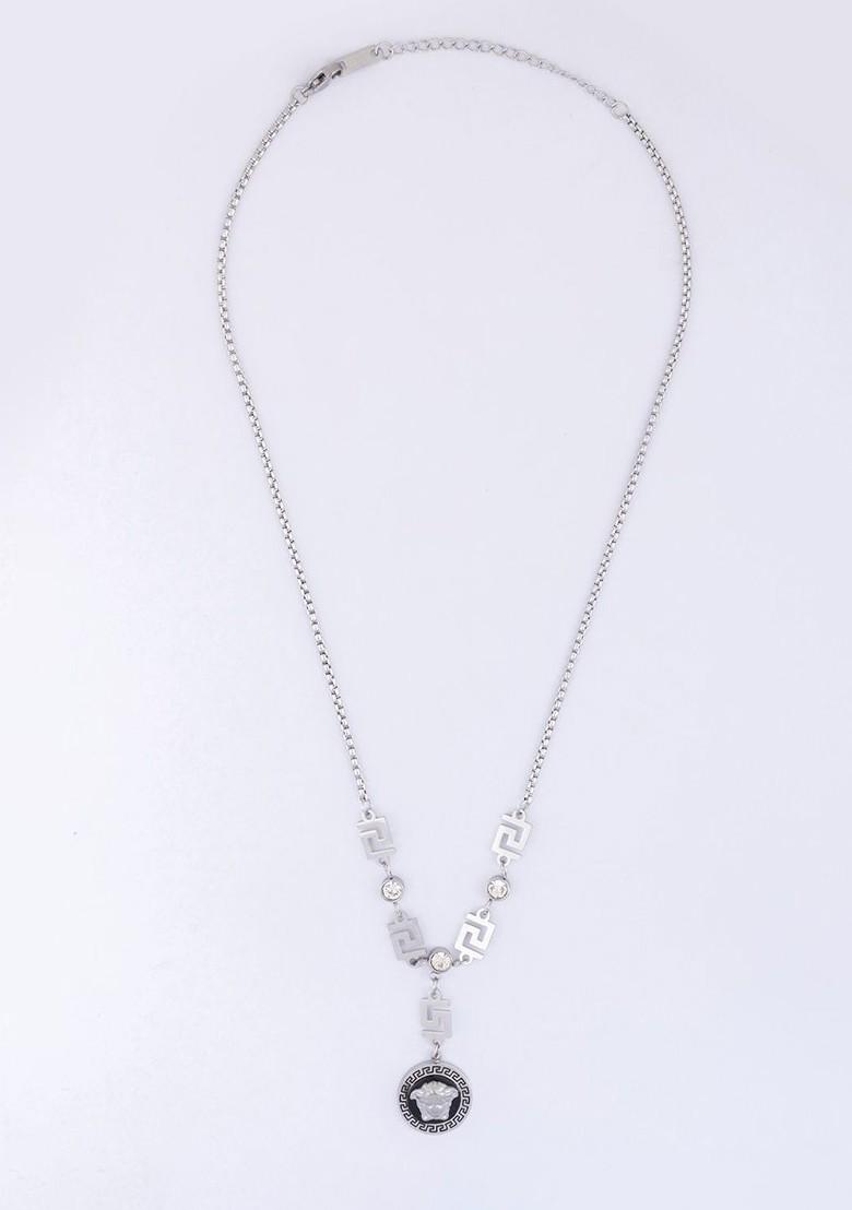 Silver Silver Plated Cubic Zirconia Studded Minimal Necklace