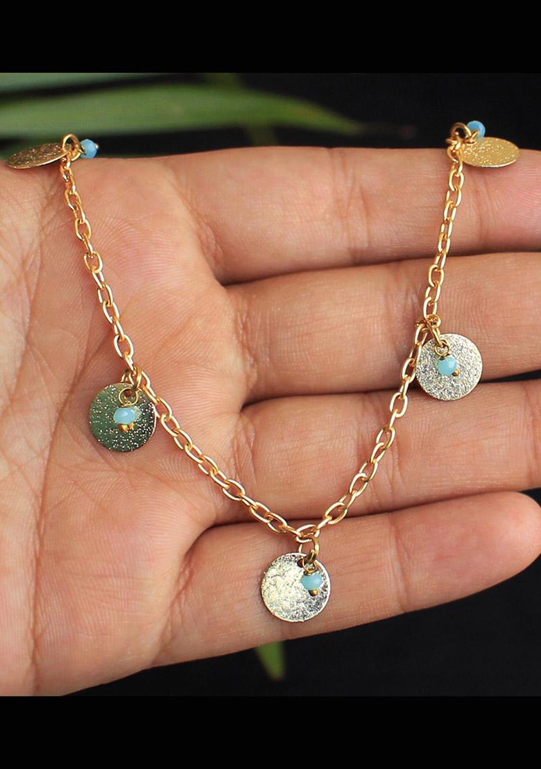 Glass Beads With Coins Necklace