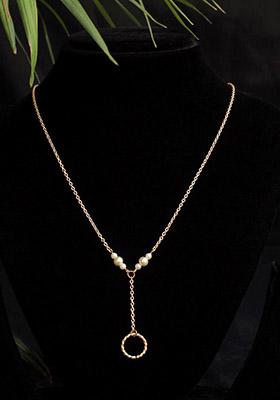Lariat Necklace With A Ring Drop