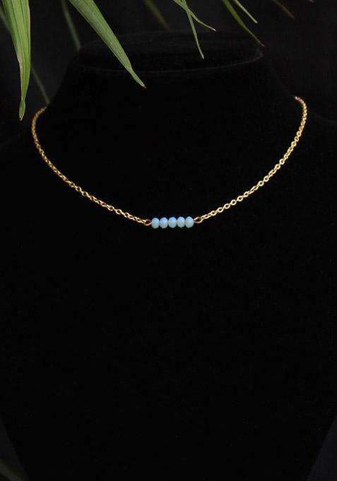 Blue Bar Choker Necklace