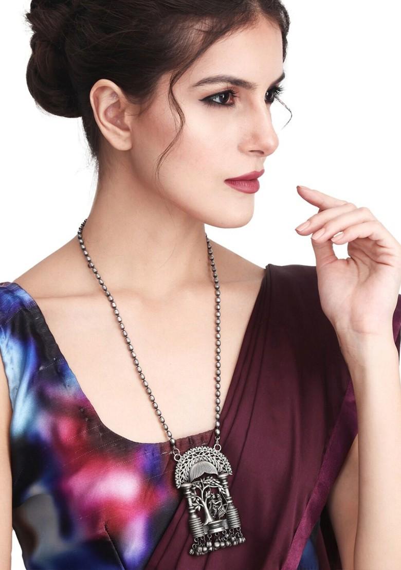 Silver Plated Oxidised Necklace