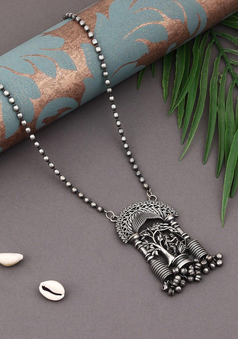 Silver Plated Oxidised Necklace