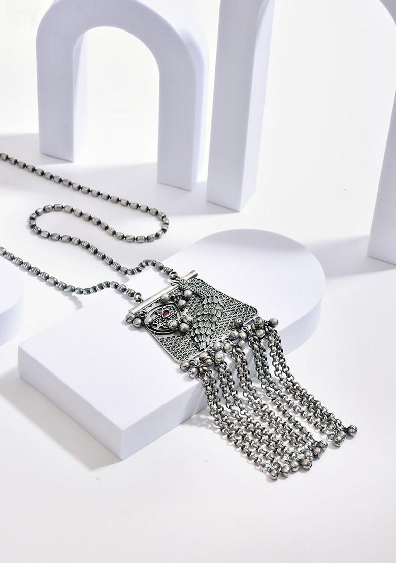 Silver Plated Oxidised Necklace