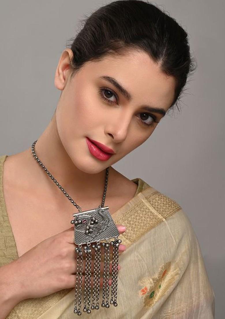 Silver Plated Oxidised Necklace