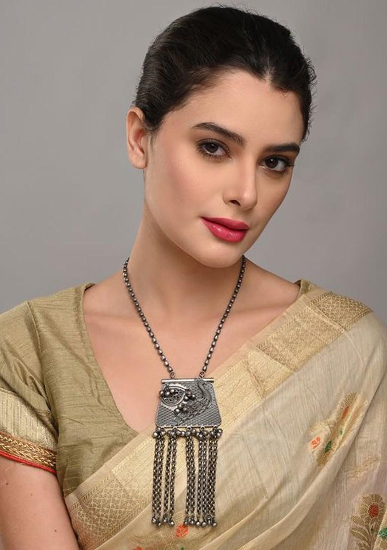 Silver Plated Oxidised Necklace