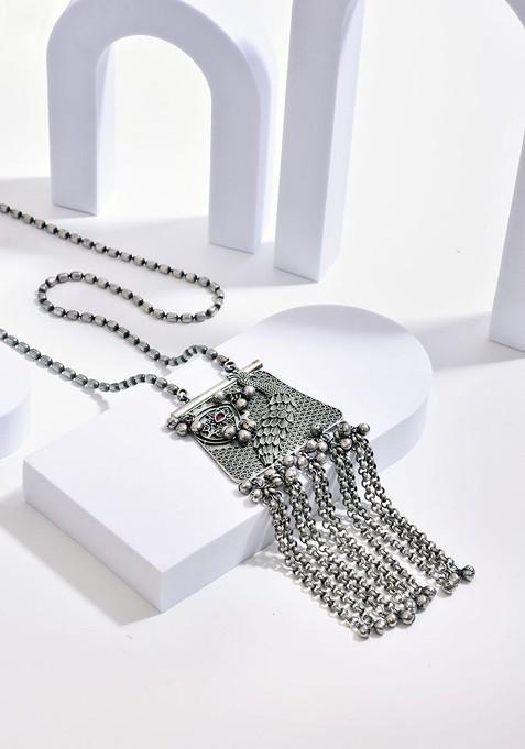 Silver Plated Oxidised Necklace