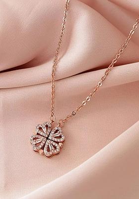 Stainless Steel Rose Gold Plated Heart Shaped Pendent Chain Necklace&nbsp;