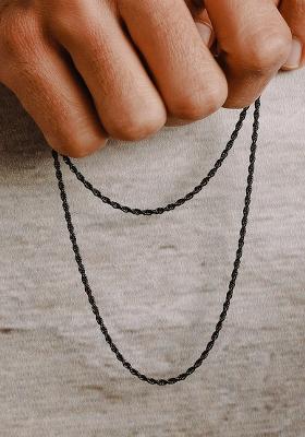 Black Men Minimal Stainless Steel Chain