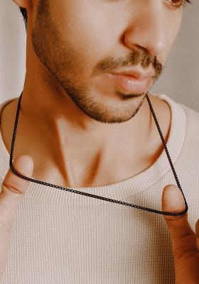 Black Men Stainless Steel Minimal Chain