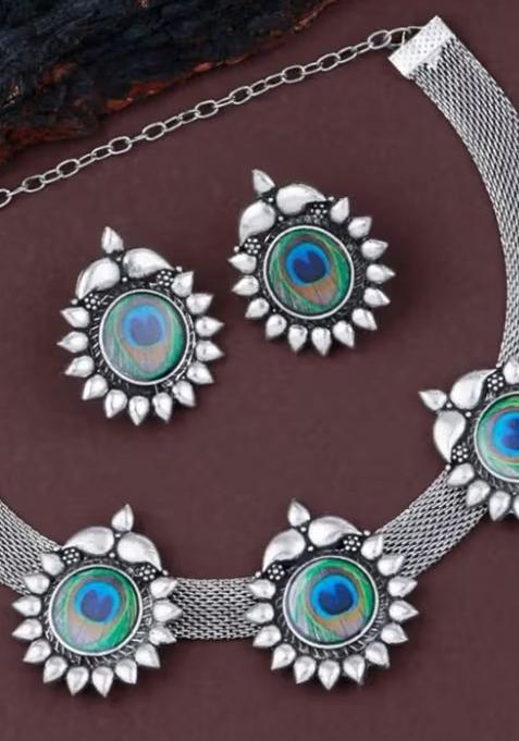 Three Morpankh Designer Choker Necklace For Women