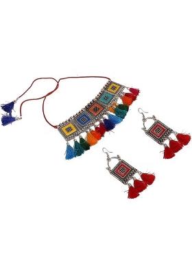 Multi Square Tassel Long Necklace For Women