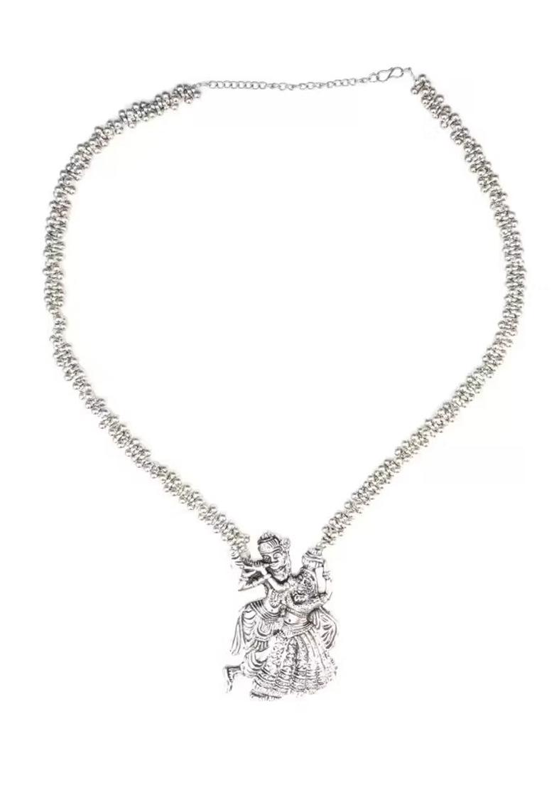 Radha Krishna Long Necklace With Bali Earrings For Women