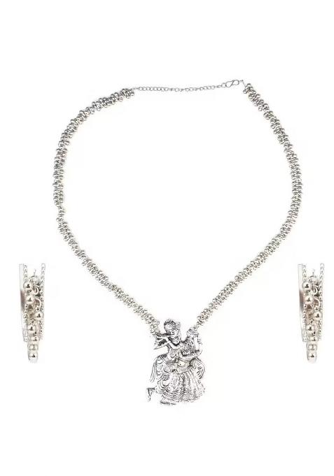Radha Krishna Long Necklace With Bali Earrings For Women