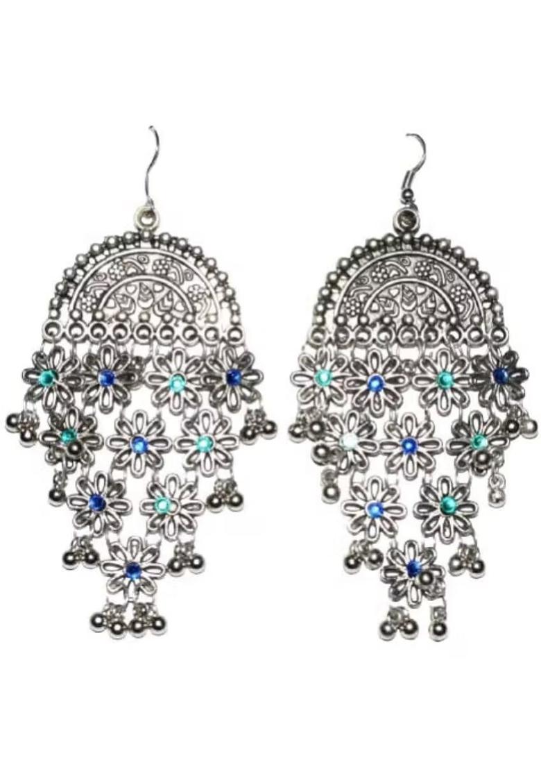 Blue And Green Dots Flower Choker Necklace For Women