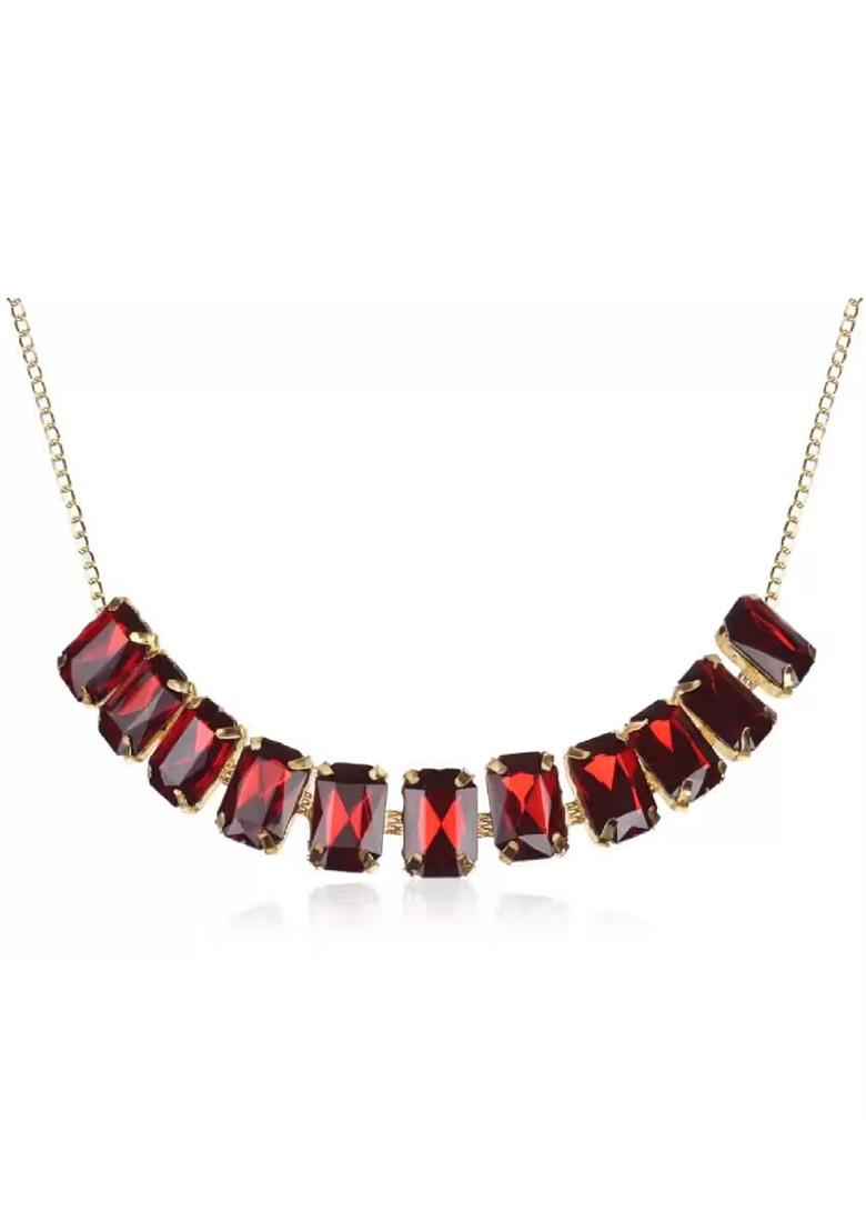 Maroon Square Kundan Choker Necklace Set For Women