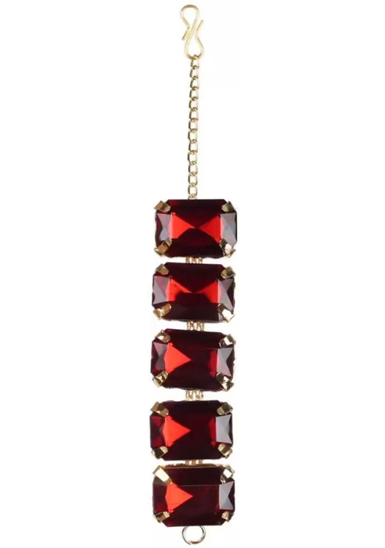 Maroon Square Kundan Choker Necklace Set For Women