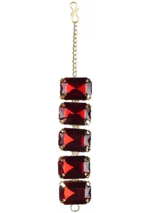 Maroon Square Kundan Choker Necklace Set For Women